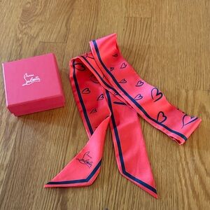 Christian Louboutin Red and Black Heart Scarf